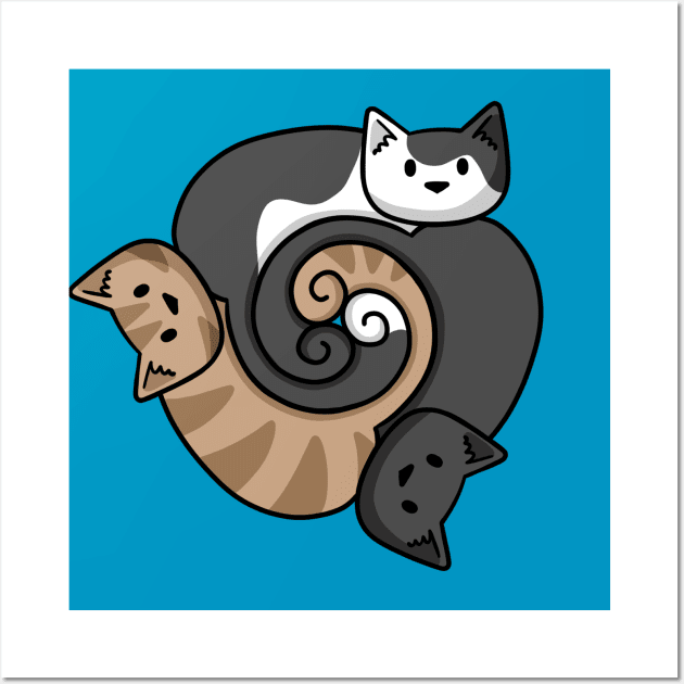 Cats With Spiral Tails Wall Art by Doodlecats 